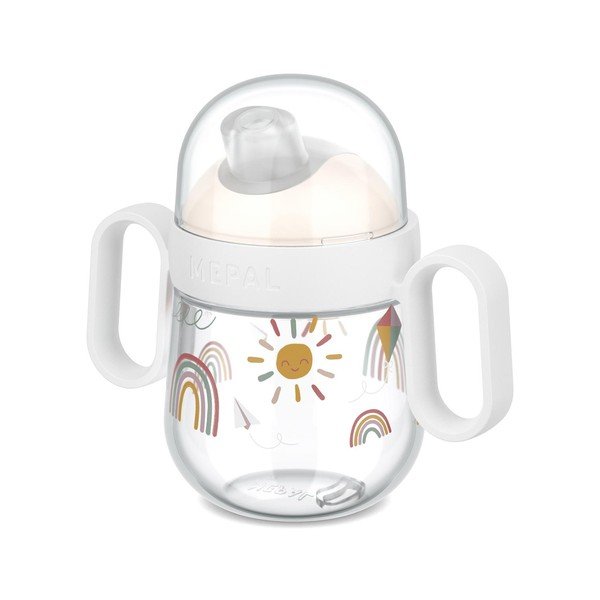Beżowy plastikowy kubek dla dzieci 200 ml Sunshine & Rainbow – Mepal