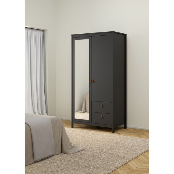 Czarna szafa z lustrem 102x199x58 cm Madrid – Tvilum-image-1
