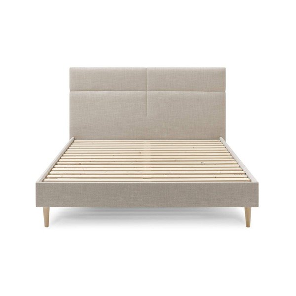 Beżowe tapicerowane łóżko dwuosobowe ze stelażem 180x200 cm Elyna – Bobochic Paris-image-2