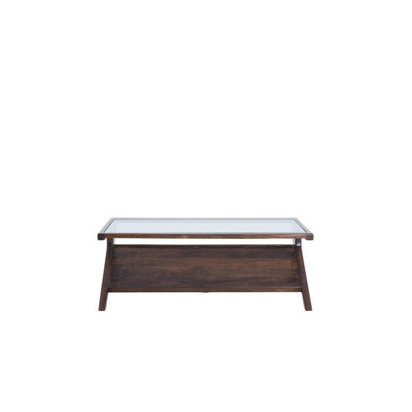 Stolik ze szklanym blatem w ciemnym naturalnym kolorze 70x112 cm Yuki – Light & Living-image-2