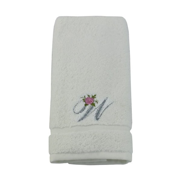 Ręcznik z inicjałem i różyczką W, 30x50 cm