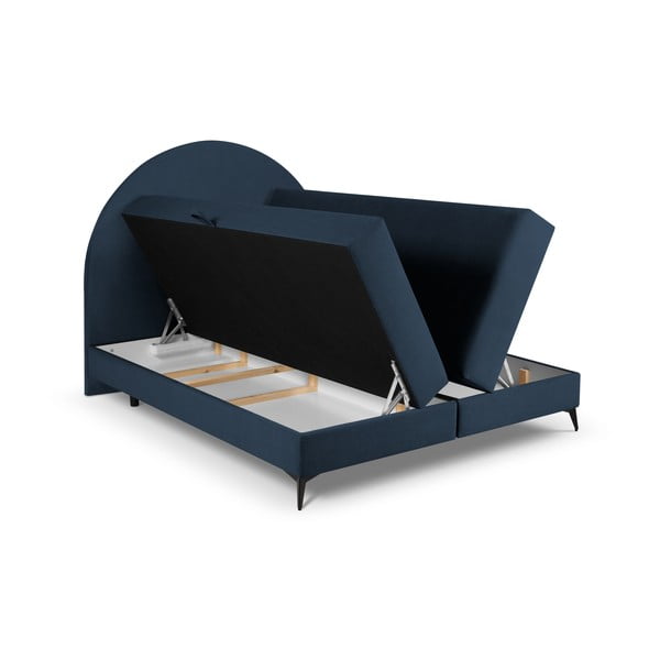 Ciemnoniebieskie łóżko boxspring ze schowkiem 160x200 cm Sunrise – Cosmopolitan Design-image-4