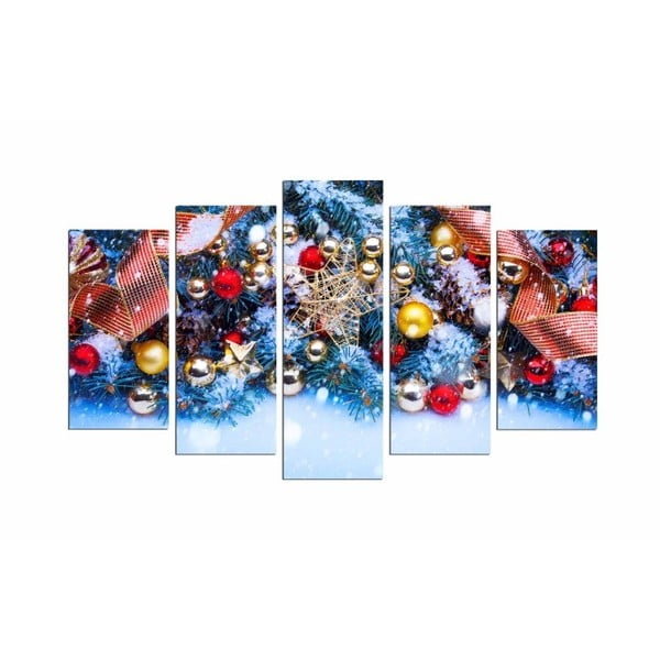 Obraz pięcioczęściowy Christmas Bells With Snow, 110x60 cm