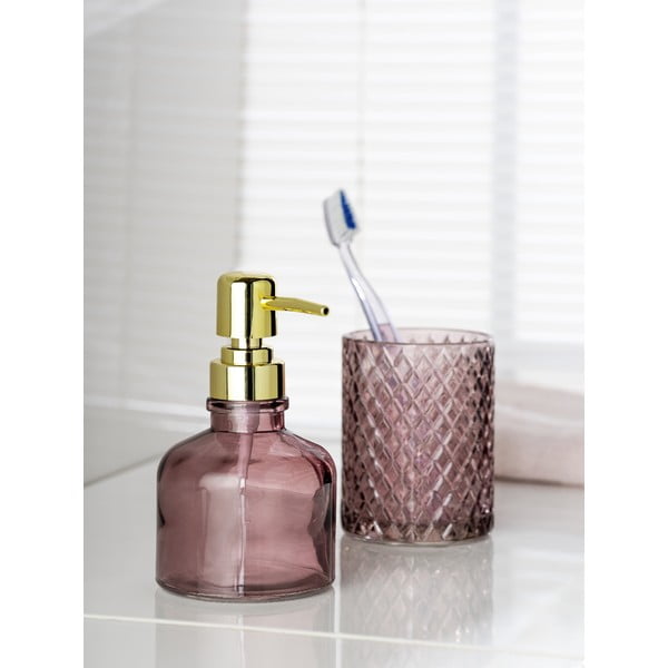 Ciemnoróżowy szklany kubek na szczoteczki do zębów Atessa – Wenko-image-2