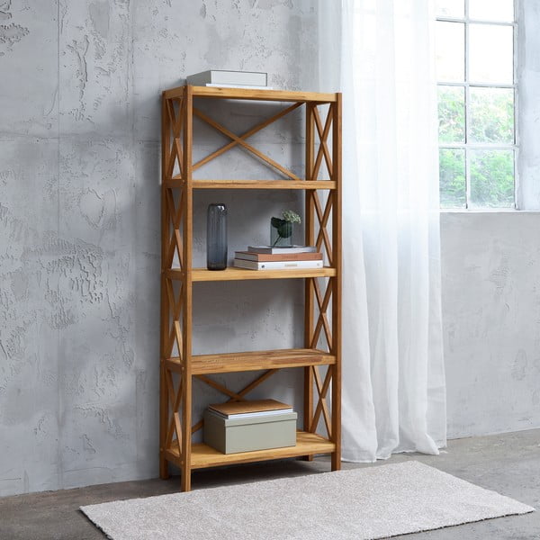 Regał z litego drewna dębowego w naturalnym kolorze 70x161 cm X-Shelf – Unique Furniture-image-1