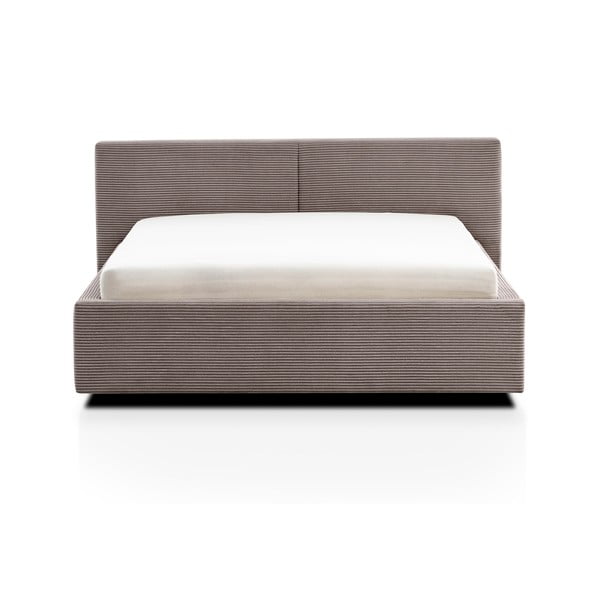 Jasnobrązowe tapicerowane łóżko dwuosobowe ze schowkiem ze stelażem 140x200 cm Cube – Meise Möbel-image-3