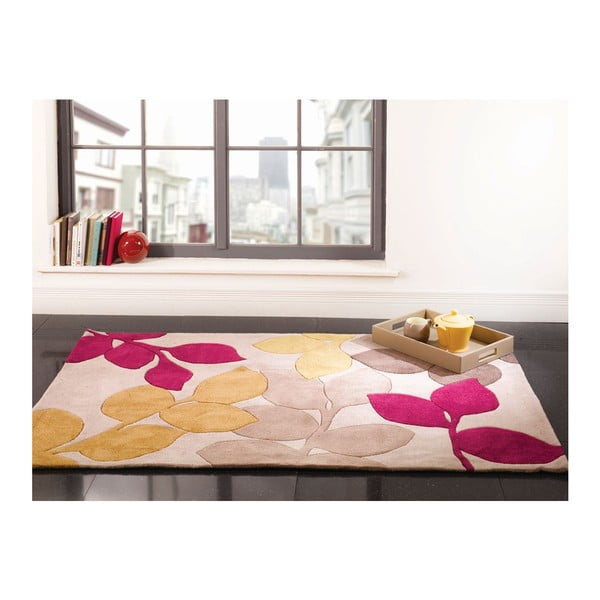 Dywan Stencil Leaf Fuchsia, 80x150 cm