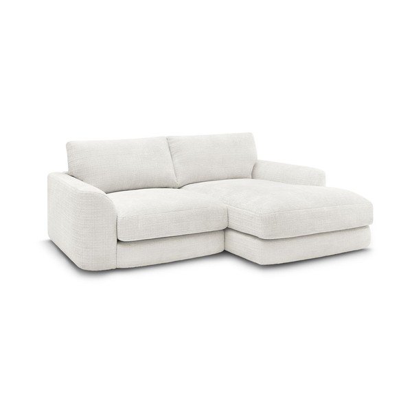 Biały narożnik z tkaniny szenilowej (prawostronny/z szezlongiem) Leonore – Bobochic Paris