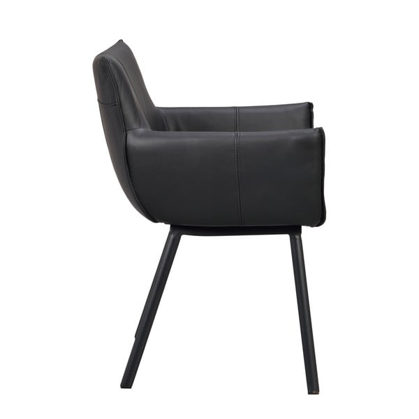 Czarne tapicerowane fotele jadalniane zestaw 2 szt. Hinckley – Rowico-image-3