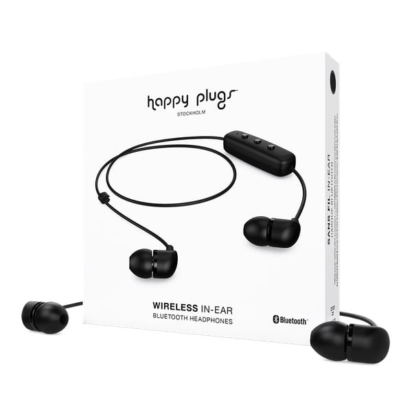 Czarne słuchawki bezprzewodowe Happy Plugs In-Ear