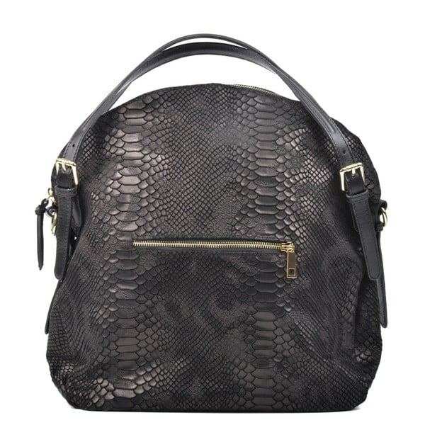 Czarna torebka skórzana Carla Ferreri Hobo-image-4