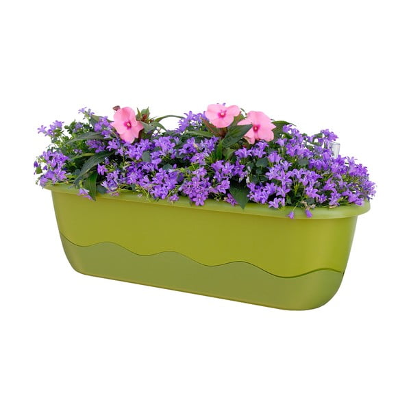 Zielona doniczka z systemem nawadniania Plastia Mareta, dł. 60 cm-image-1