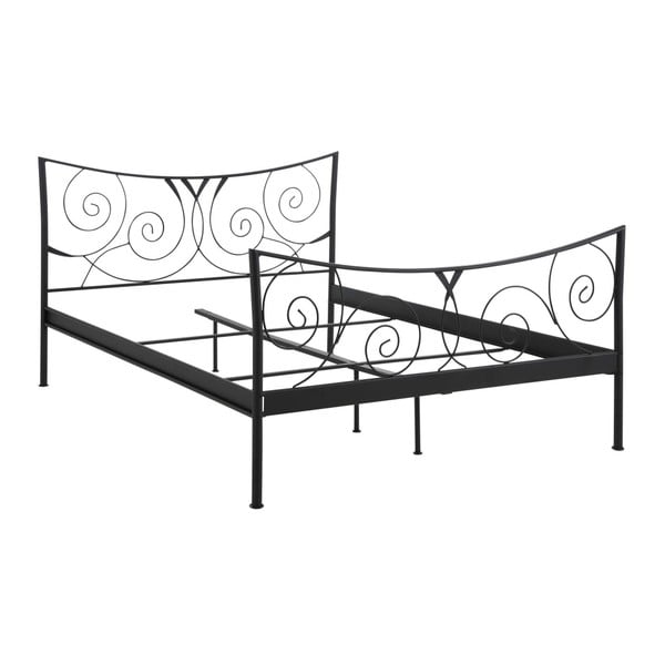 Czarne łóżko metalowe dwuosobowe Støraa Isabelle, 180x200 cm