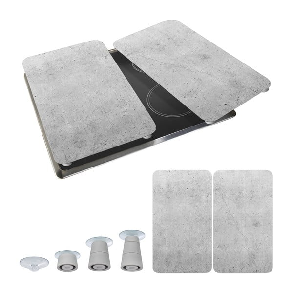 Zestaw 2 szarych szklanych płyt ochronnych na kuchenkę Wenko Universal-image-2