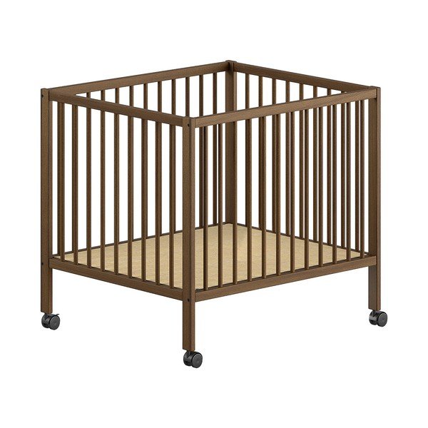 Brązowy kojec dla dzieci z litego drewna bukowego 95x75 cm Dino – Vipack