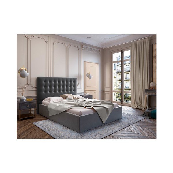 Ciemnoszary zagłówek z aksamitnym obiciem Windsor & Co Sofas Athena, 180x120 cm-image-3