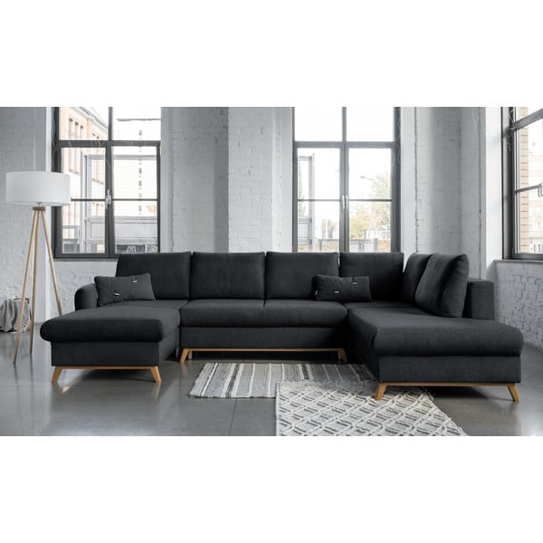 Ciemnoszara rozkładana sofa w kształcie litery "U" Miuform Scandic Lagom, prawostronna-image-1