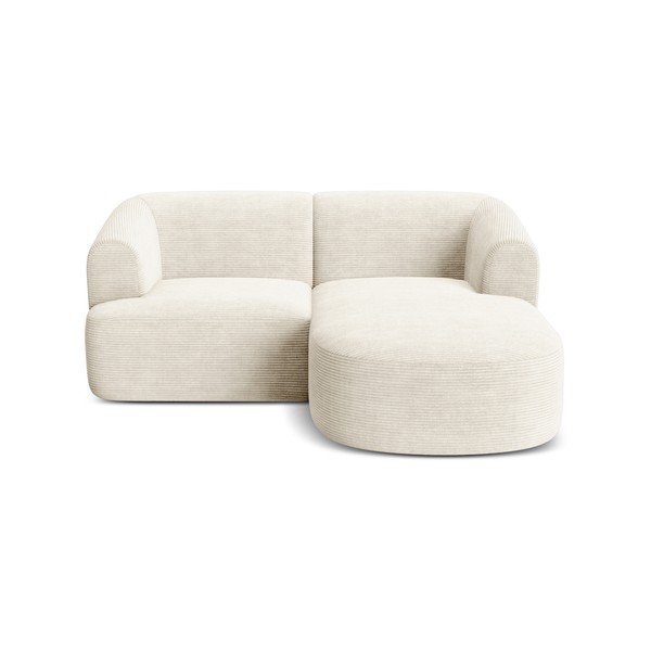 Beżowy sztruksowy narożnik (prawostronny/z szezlongiem) Campi – Cosmopolitan Design-image-2