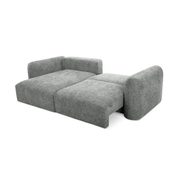 Szary narożnik rozkładany z tkaniny szenilowej ze schowkiem (lewostronny/z szezlongiem) Mele – Makamii-image-2