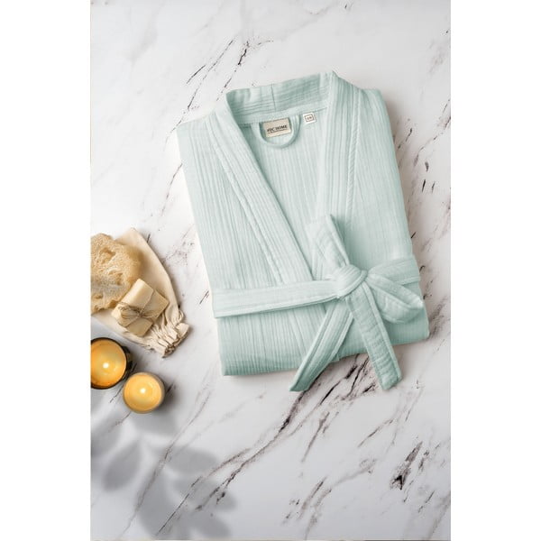 Miętowy szlafrok muślinowy w rozmiarze S/M Kimono – Foutastic-image-2