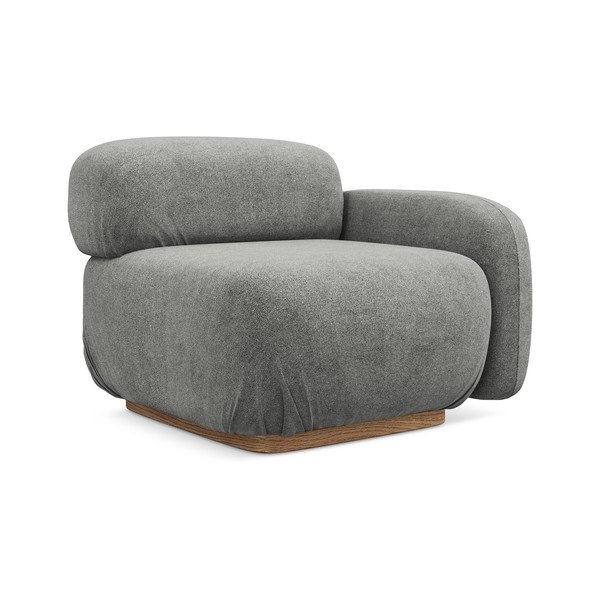 Szary moduł sofy z materiału bouclé (prawostronny) Ailani – Makamii-image-2