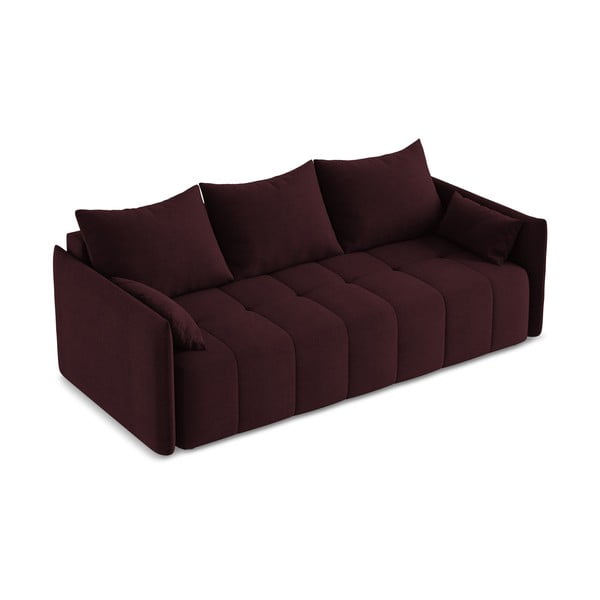 Bordowa rozkładana/ze schowkiem sofa 225 cm Moku – Makamii-image-2