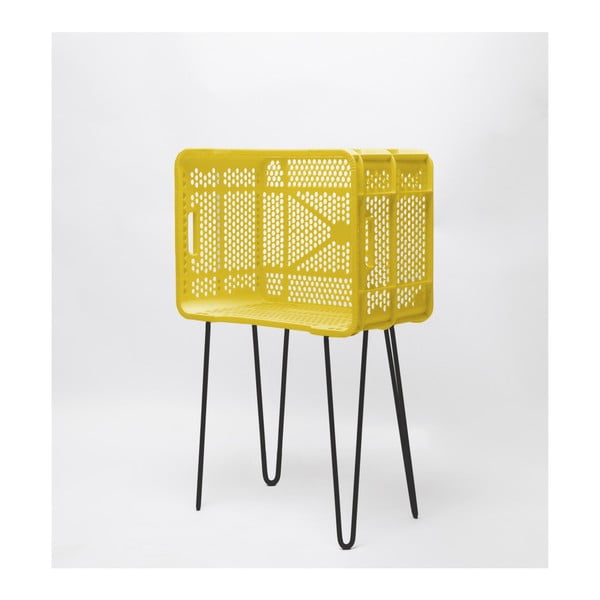 Żółty wysoki stolik z tworzywa sztucznego z recyklingu Really Nice Things Eco
