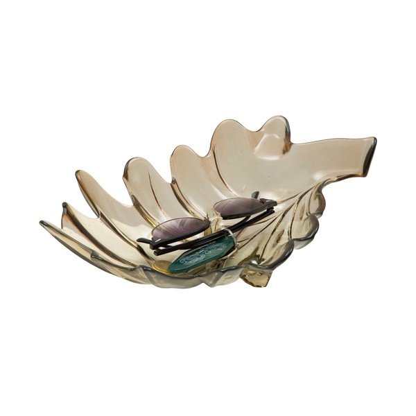 Szara miska ze szkła z recyklingu Mauro Ferretti Leaf, 33x20 cm-image-2