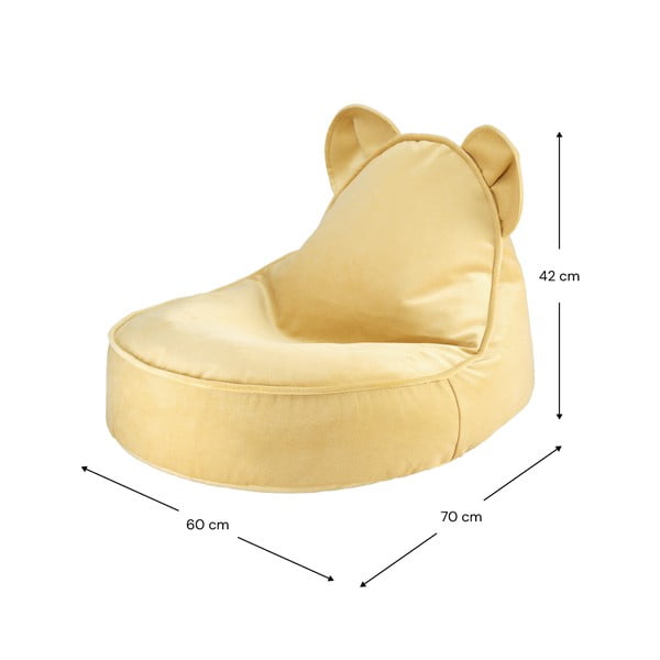 Żółty aksamitny dziecięcy worek do siedzenia Bear – Wigiwama-image-3
