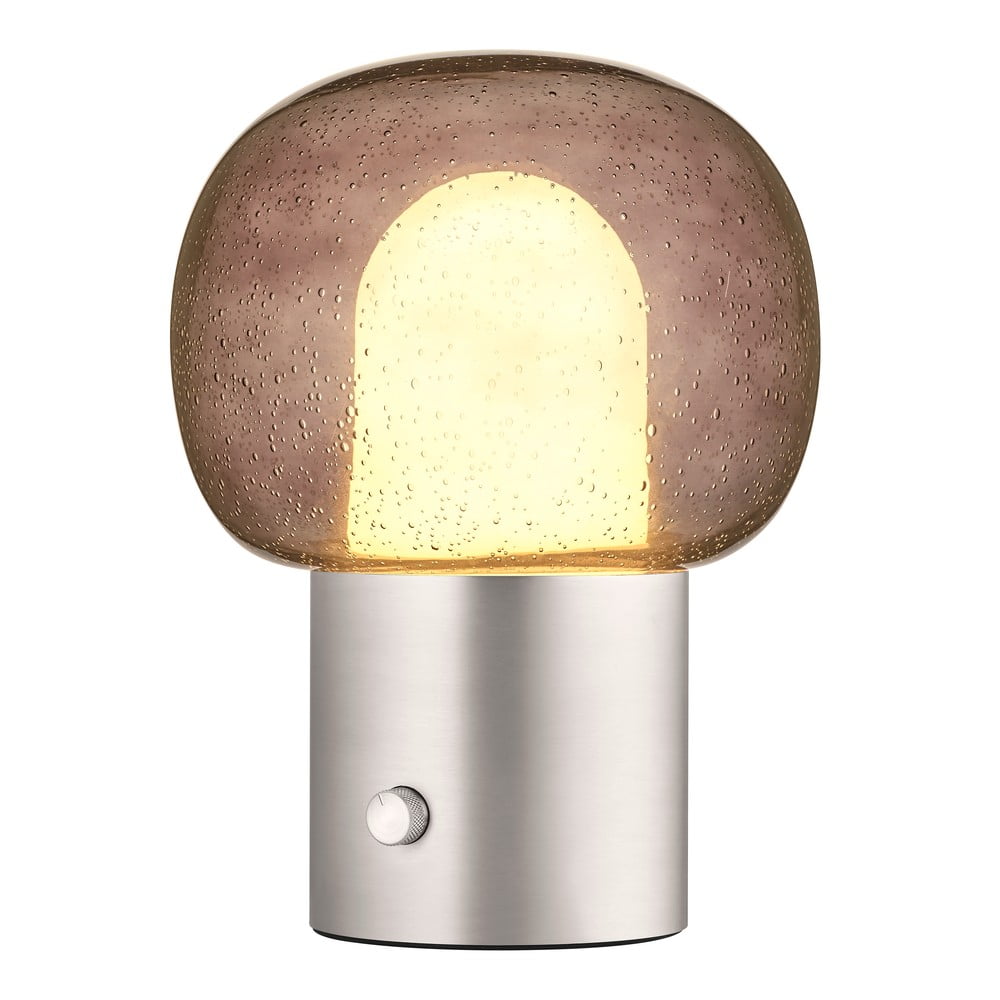 Aluminiowa lampa stołowa LED w kolorze srebra ze szklanym kloszem (wysokość 32 cm) Iris – Blomus (zdjęcie 9)