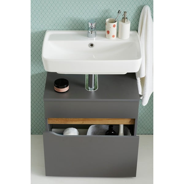 Biała niska wisząca szafka bez umywalki 60x53 cm Set 857 – Pelipal-image-1