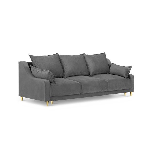 Jasnoszara sofa rozkładana ze schowkiem Mazzini Sofas Pansy, 215 cm