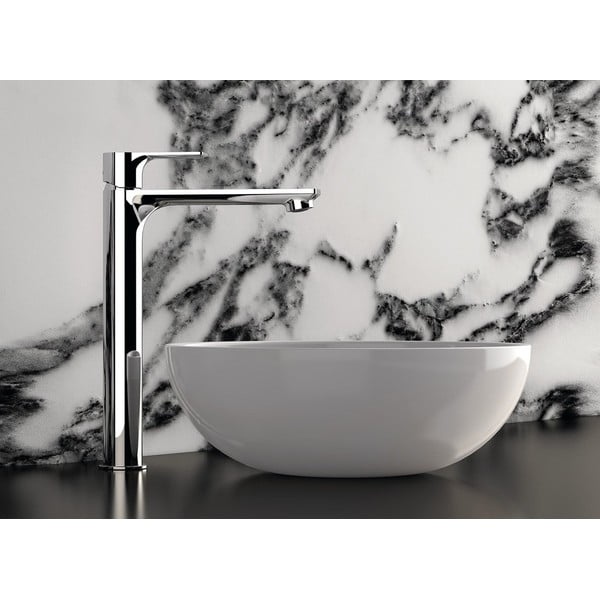 Bateria umywalkowa stojąca w kolorze srebra z połyskiem Pax – Sapho-image-1