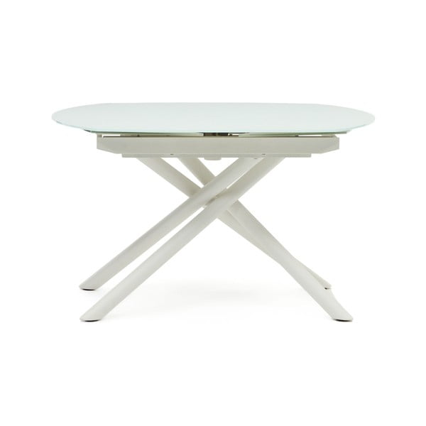 Biały rozkładany stół ze szklanym blatem 100x130 cm Yodalia – Kave Home-image-2