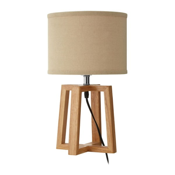 Lampa stołowa z podstawą z drewna kauczukowca Premier Housewares Lea