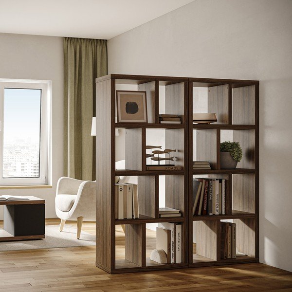 Brązowy regał w dekorze orzecha 70x159 cm Berlin – TemaHome-image-1