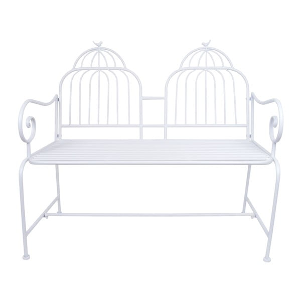 Biała metalowa ławka ogrodowa Ewax Cage
