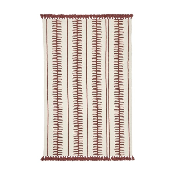 Beżowo-czerwony ręcznie tkany bawełniany dywan Westwing Collection Rita, 50 x 80 cm