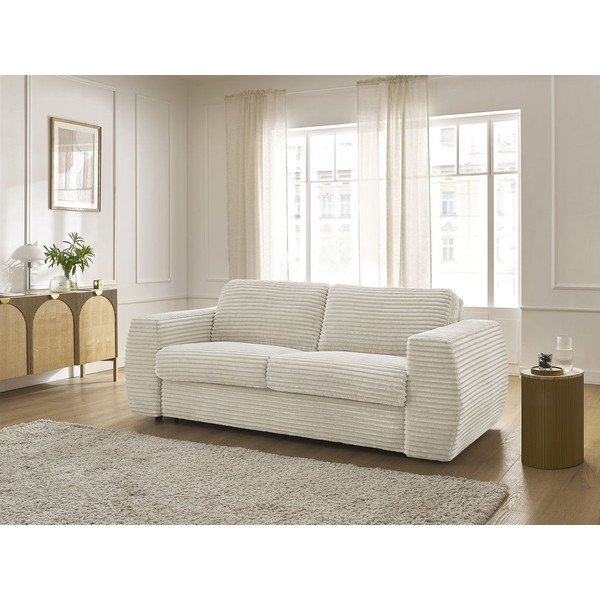 Beżowa sztruksowa sofa do spania/rozkładana 240 cm Hugo – Bobochic Paris-image-1