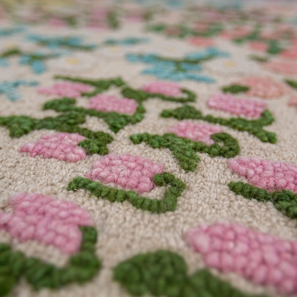 Kremowy wełniany dywan tkany ręcznie 200x290 cm Emilia Floral – Flair Rugs-image-2