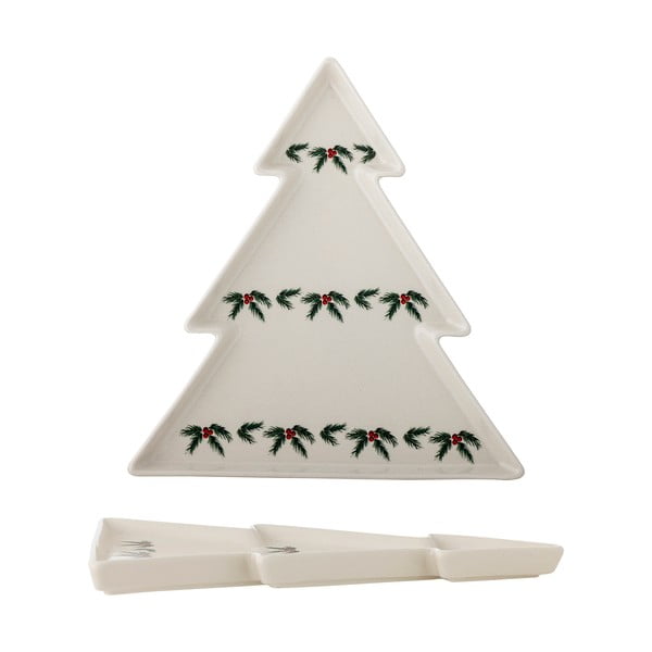 Kremowy kamionkowy talerz do serwowania ze świątecznym motywem Berry – Bloomingville-image-3