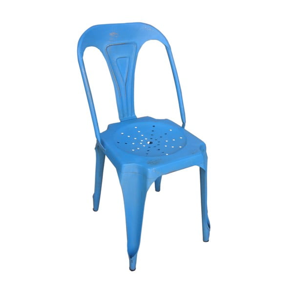 Metalowe krzesło retro Sofian, niebieskie