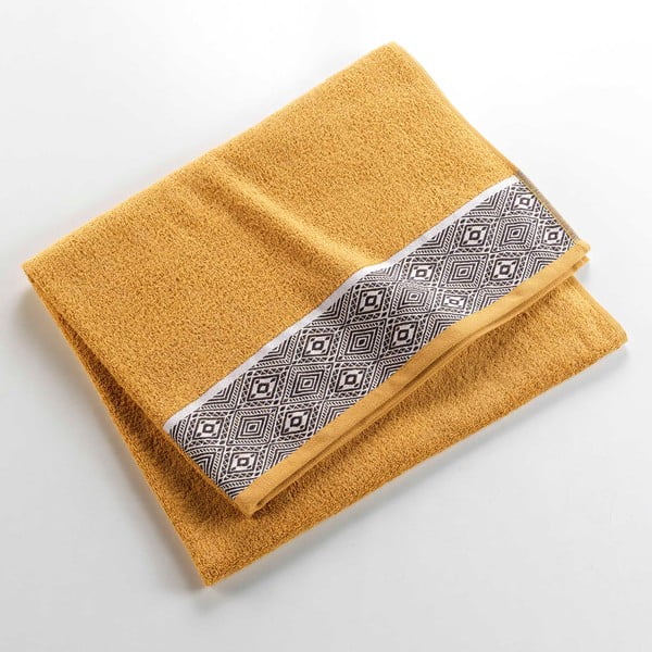 Żółty bawełniany ręcznik kąpielowy frotte 90x150 cm Esteban – douceur d'intérieur