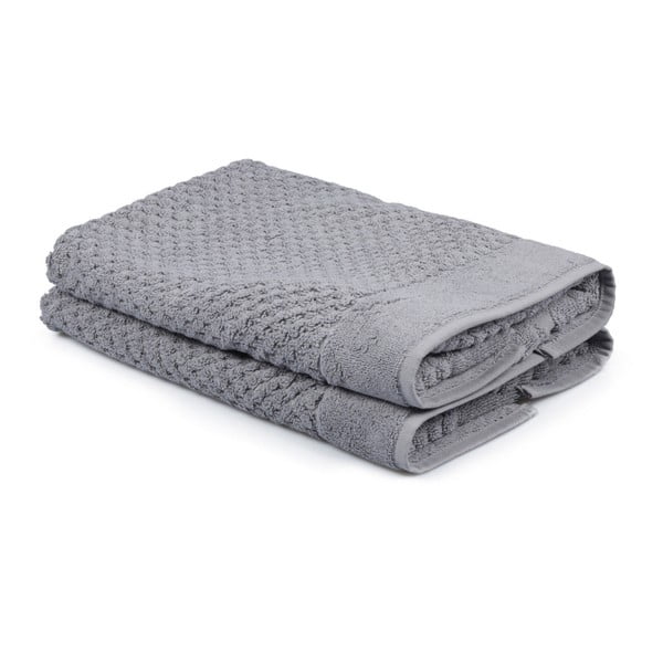 Zestaw 2 szarych ręczników ze 100% bawełny Mosley, 50x80 cm