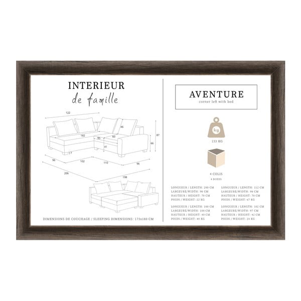 Beżowy narożnik lewostronny z dodatkowym modułem INTERIEUR DE FAMILLE PARIS Aventure-image-2