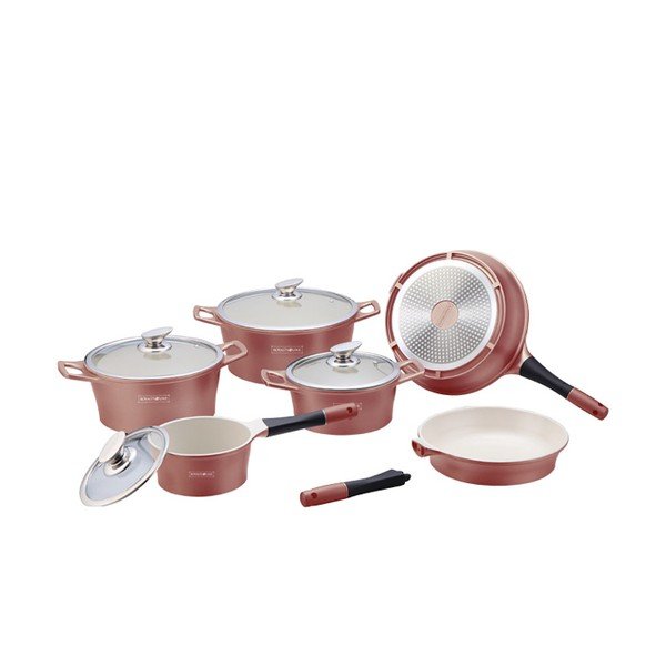 10-częściowy ceramiczny komplet garnków i patelni Die Cast, miedziany kolor