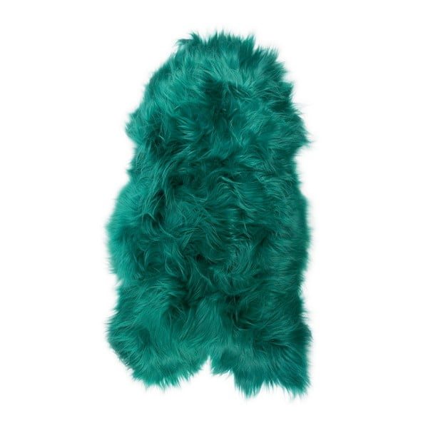 Zielony futrzany dywan z owczej skóry z długim włosiem Arctic Fur Ptelja, 100x55 cm