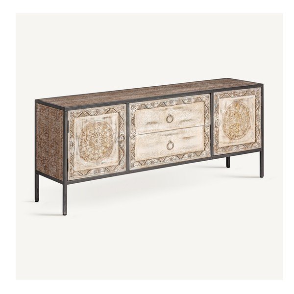 Szafka pod TV z litego drewna jodłowego 135x55 cm Jaipur – Burkina-image-2