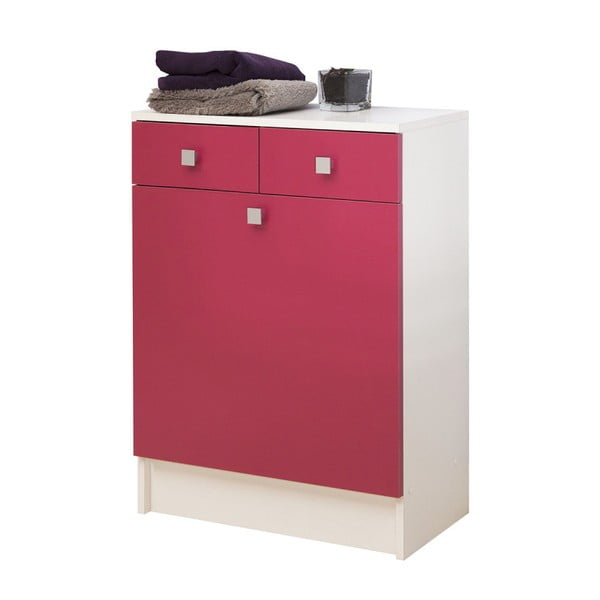 Różowa szafka łazienkowa z koszem na pranie Symbiosis André, szer. 60 cm