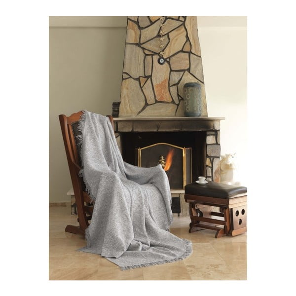 Szary koc bawełniany Mismo Linen, 170x220 cm